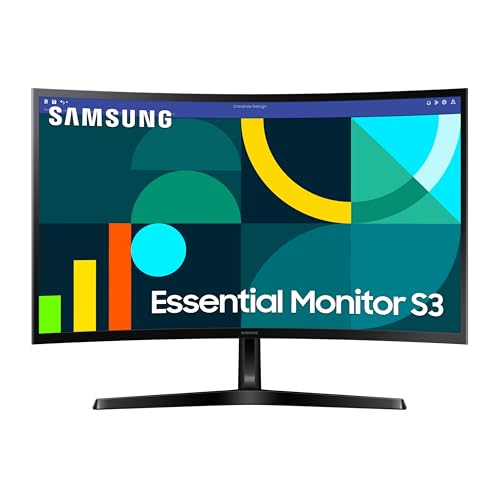 SAMSUNG 27" Essential S3 (S36GD) Series FHD 1800R Curved Computer Monitor, 100Hz, Game Mode, Advanced Eye Comfort, HDMI and D-sub Ports, LS27D366GANXZA, 2024