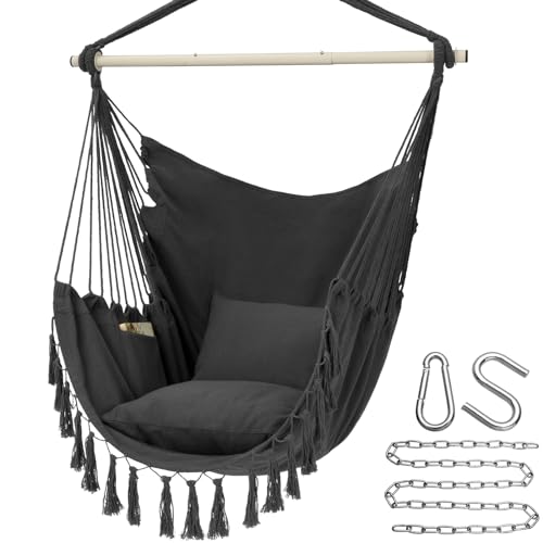 Hammock Chair Swing with Cushions, 500 lb Capacity