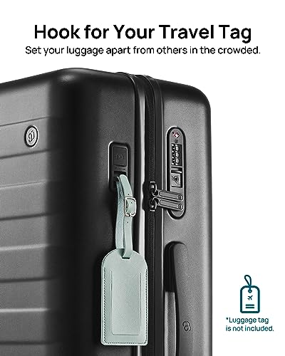 NINETYGO Carry on Luggage 22x14x9in Airline Approved with USB Port, 20 Inch Hardshell Spinner Hardside Suitcase with Wheels, TSA Lock for 3-5 Days Travel Quick Getaway Business, 38L, Pirate Black