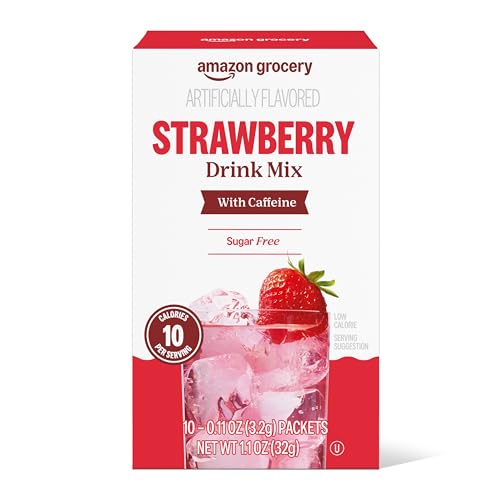 10 Pack Strawberry Caffeinated Drink Mix Packets
