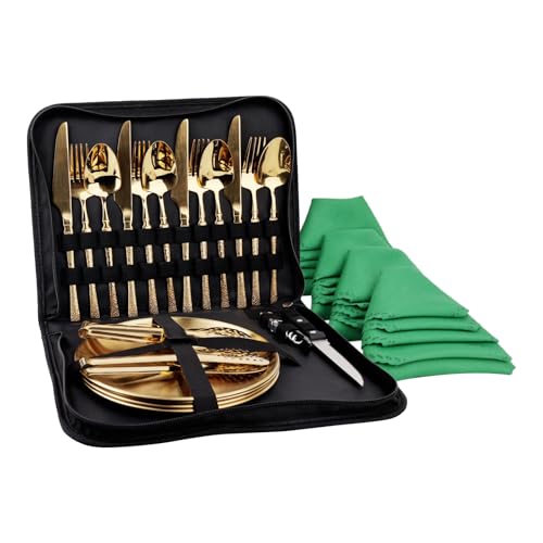 24 Piece Camping Tableware Mess Kit Utensil Set