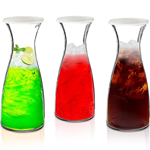 3 Piece 1 Liter Glass Water Carafe Set