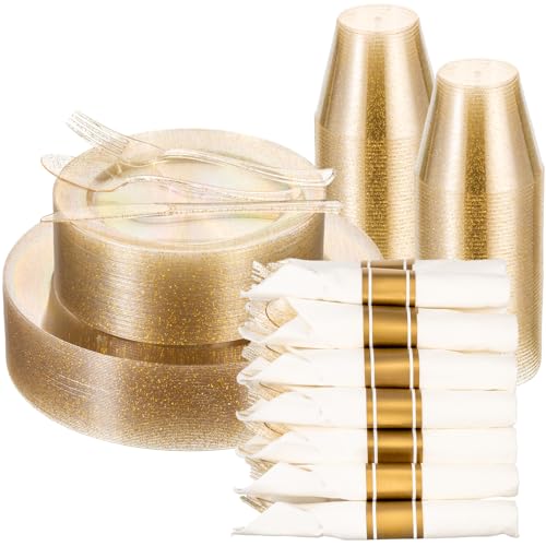 350 Piece Disposable Plastic Dinnerware Set for 50 Guests