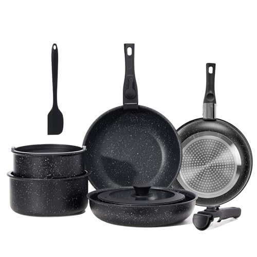 12 Piece Nonstick Induction Cookware Set with Detachable Handle