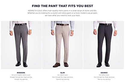 Kenneth Cole Men's Slim Fit Heather Dress Pant, Black, 32W x 29L