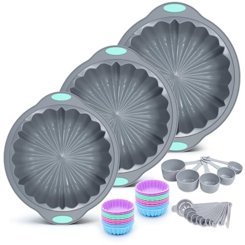 44 Piece Silicone Round Cake Pans and Baking Cups