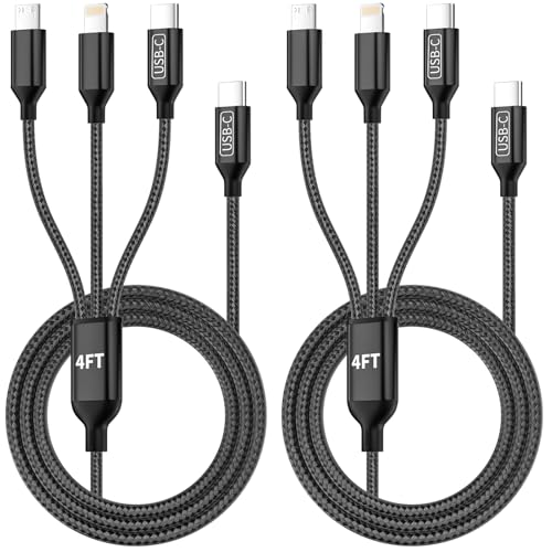 2 Pack 4FT 3-in-1 USB-C Charging Cable