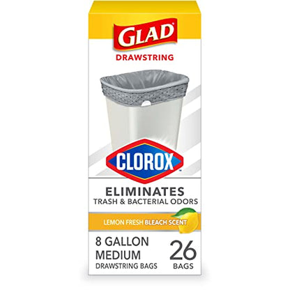 Glad Lemon Fresh Drawstring Trash Bags, 26 Ct