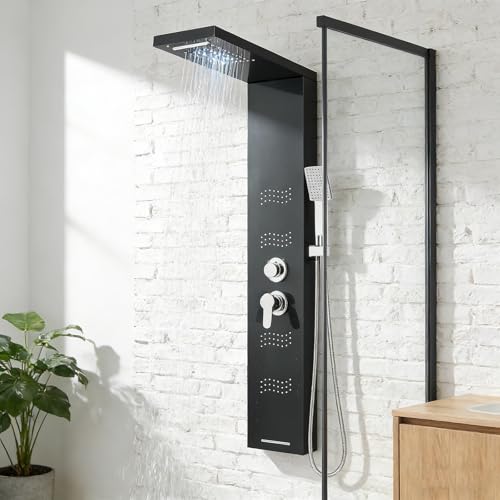 LED Rainfall Waterfall Shower Panel Tower System