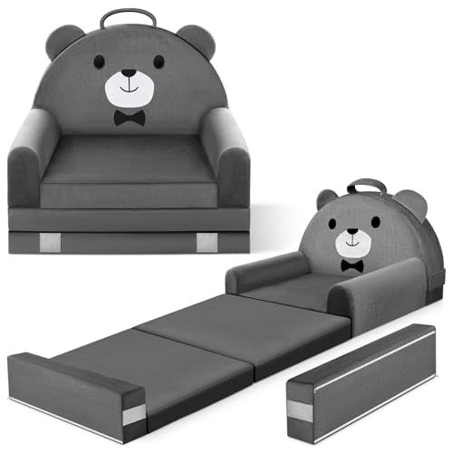 Kids Foldable Sofa Bed with Washable Cover Bear Design