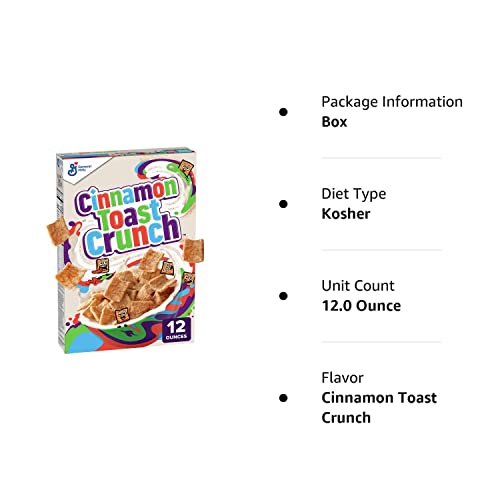 Original Cinnamon Toast Crunch Breakfast Cereal, 12 OZ Cereal Box