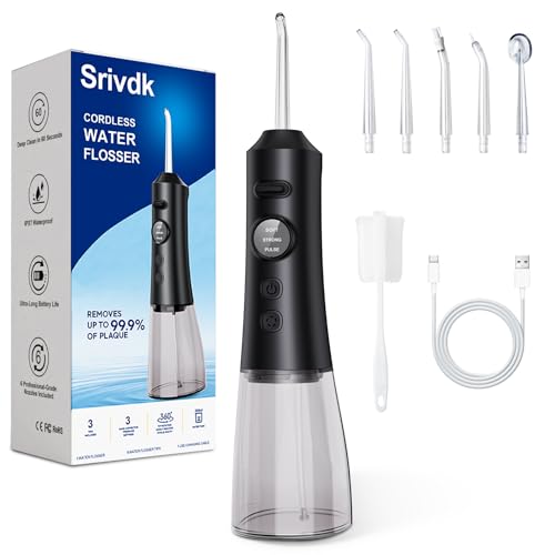 300ML Cordless Water Dental Flosser, 6 Jet Tips