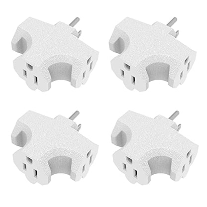 Three Plug Outlet Adapter, UL Listed, 4-Pack