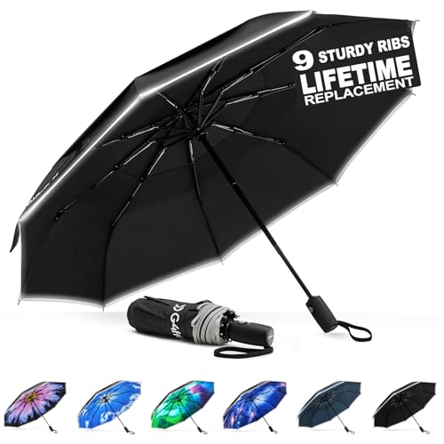 42 Inch Windproof Folding Umbrella Double Canopy Auto Open