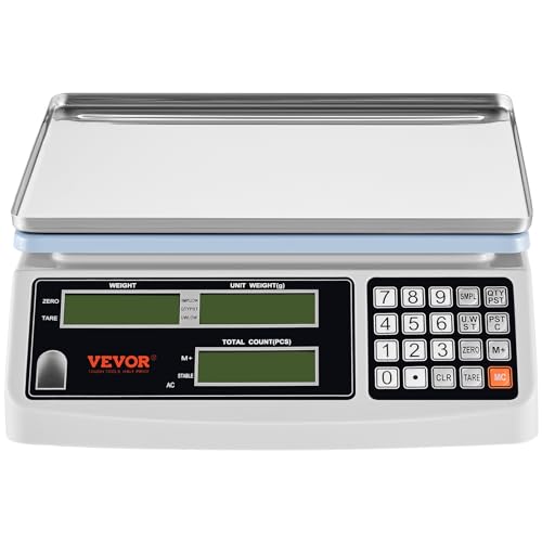 VEVOR Industrial Counting Scale, Digital Scale for Parts and Coins, Electronic Gram Scale Inventory Piece Counting Scale Kitchen Jewelry Counting Scale with 3 LCD Screens 30 kg x 1 g, g/kg/lb Units