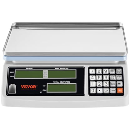 VEVOR Industrial Counting Scale, Digital Scale for Parts and Coins, Electronic Gram Scale Inventory Piece Counting Scale Kitchen Jewelry Counting Scale with 3 LCD Screens 30 kg x 1 g, g/kg/lb Units