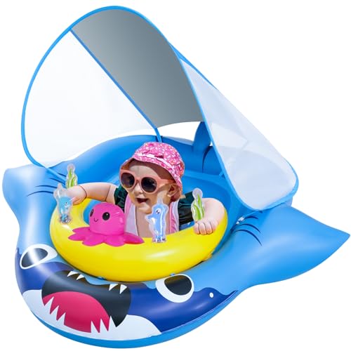 Baby Pool Float with Canopy, UPF50+ Sun Protection
