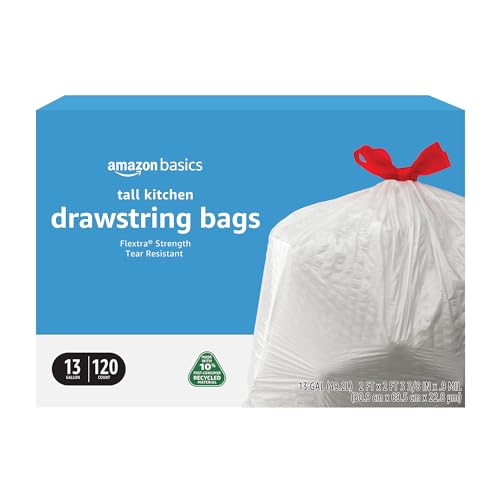 120 Count Amazon Basics 13 Gallon Kitchen Trash Bags