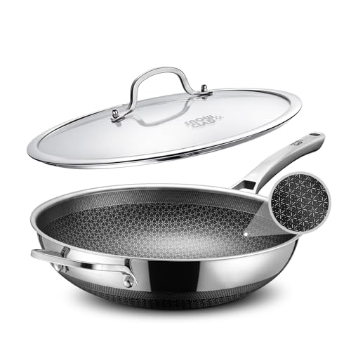 13-Inch Hybrid Stainless Steel Nonstick Wok with Lid