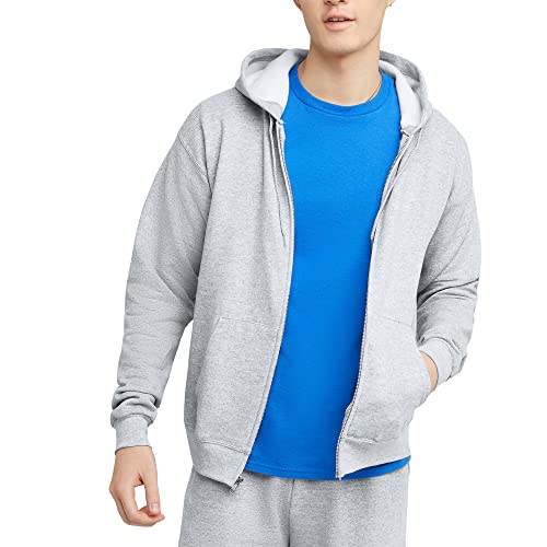 Hanes Men's Full-Zip Eco-Smart Hoodie, ash, Large