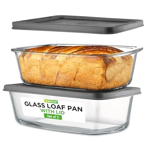 4 Piece Glass Loaf Pan Set with Lids