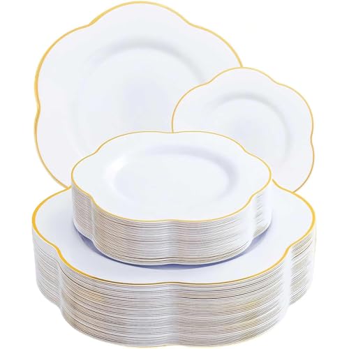 50 Pack Heavy Duty Disposable Plastic Party Plates