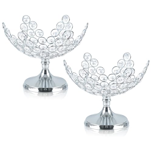 2 Pack Crystal Floral Candy Bowl Centerpiece