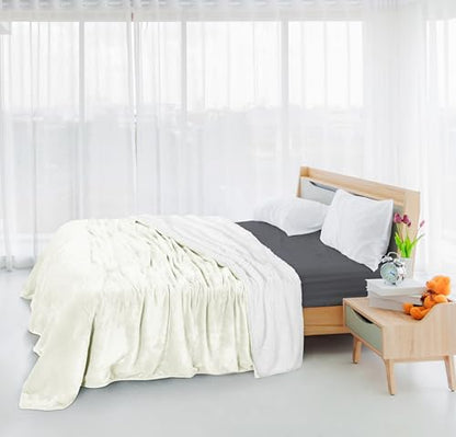 Utopia Bedding Sherpa Queen Blanket - Ivory 90x90
