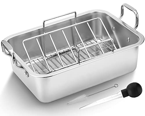 15 Inch Roasting Pan with V Rack and Rack