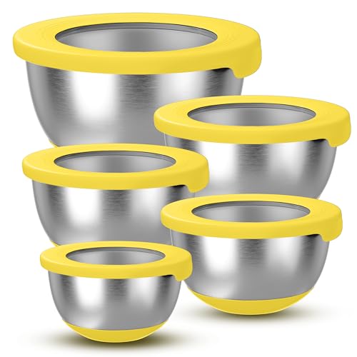 5 Piece Stainless Steel Mixing Bowls with Lids
