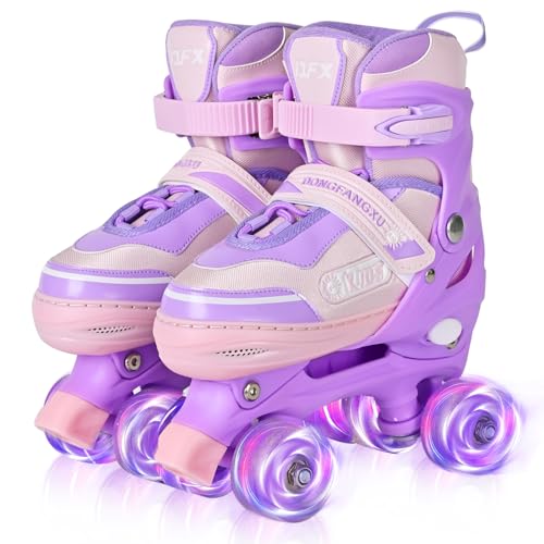 Adjustable Kids Quad Roller Skates with Light Up Wheels