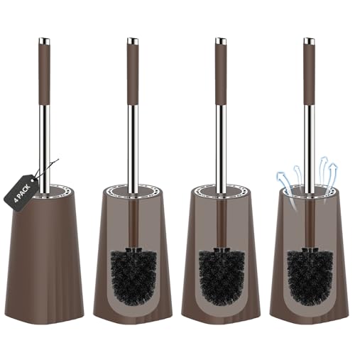 4 Pack Compact Toilet Bowl Brush and Holder
