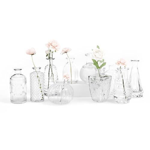 10 Pack Glass Bud Vases for Centerpieces