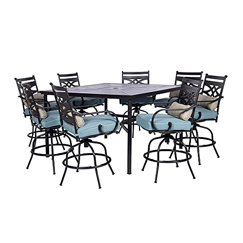 9-Piece Hanover Outdoor Dining Set with Swivel Chairs