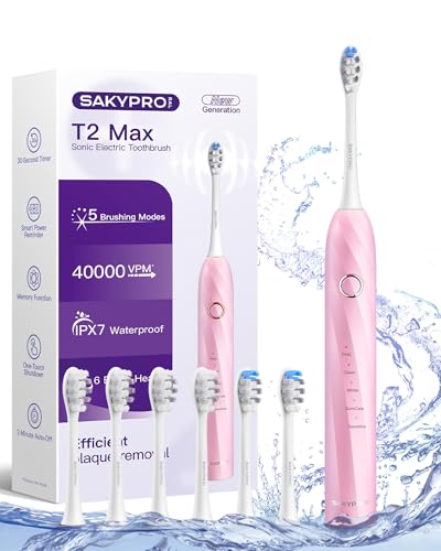 Rechargeable Electric Sonic Toothbrush With 6 Soft Brush Heads