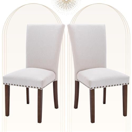 2 Pack Upholstered Nailhead Parsons Dining Chairs