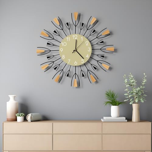 24-Inch Silent Sunburst Metal Wall Clock