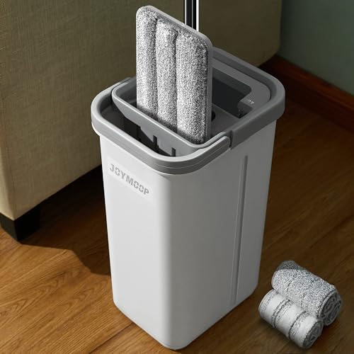 Flat Mop and Bucket Set with Microfiber Pads