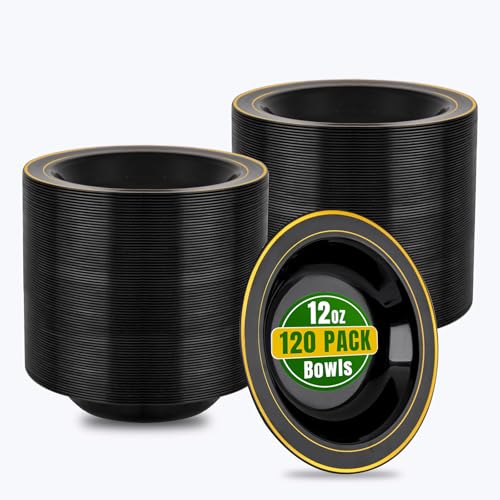 120 Pack Disposable Plastic Bowls 12oz Party Bowls