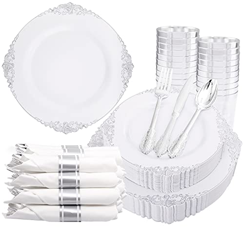 350 Piece Disposable Dinnerware Set for 50 Guests