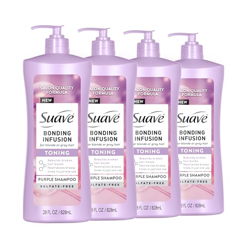 4 Pack Suave Bonding Purple Toning Shampoo Pump