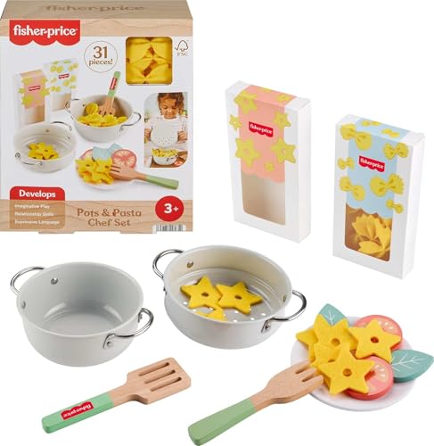 31 Piece Fisher-Price Wooden Pretend Cooking Set Kids