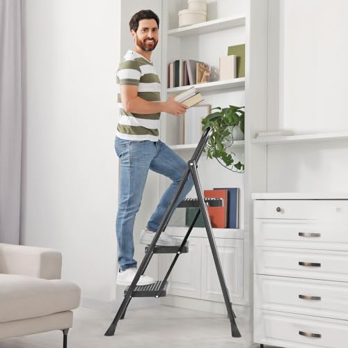 OLIXIS Heavy Duty 3 Step Folding Ladder