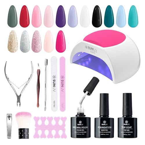 16 Color Gel Nail Polish Kit with UV Lamp
