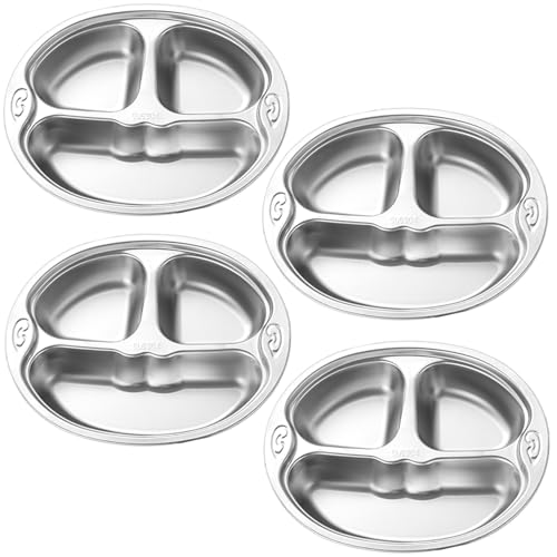 4 Pack Stainless Steel Divided Meal Prep Trays