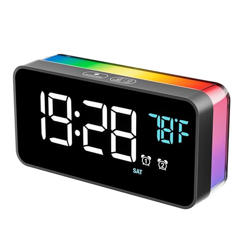 Digital Alarm Clock for Bedrooms, Large Display, Dual Alarms