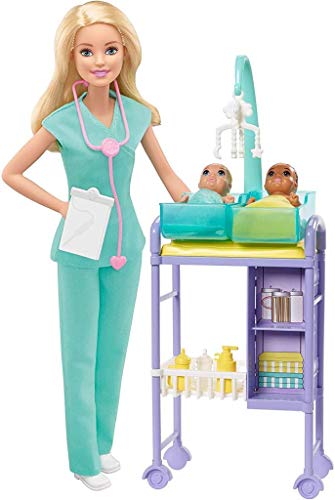 Barbie Careers Doll & Playset, Baby Doctor Theme with Blonde Fashion D ...