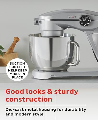 Instant Pot Stand Mixer Pro,600W 10-Speed Electric Mixer with Digital Interface,7.4-Qt Stainless Steel Bowl,From the Makers of Instant Pot,Dishwasher Safe Whisk,Dough Hook and Mixing Paddle,Silver