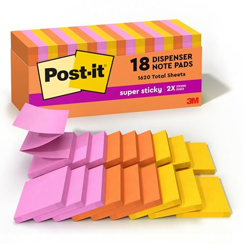 18 Pack Post-it Super Sticky Dispenser Notes