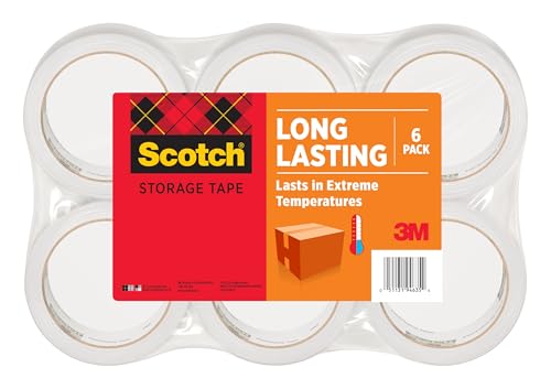 6 Pack Scotch Long Lasting Storage Packing Tape Rolls